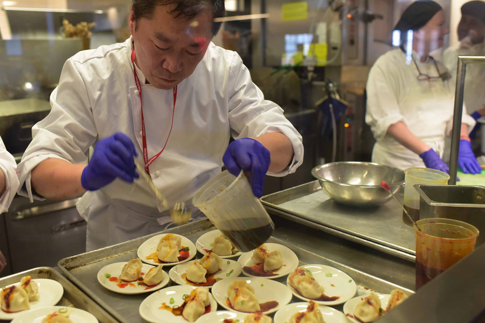 Chef Han making spicy dumplings - Z & Y Restaurant, Chinatown - San Francisco