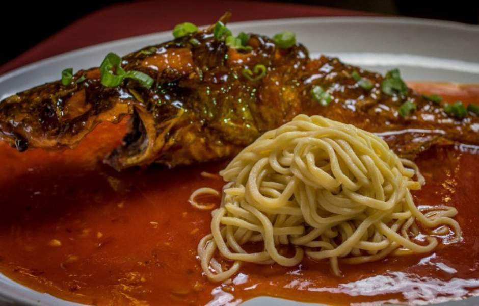 Whole Fish with Bean Chili (Side Noodles) - Chef's Specialty - Z & Y Restaurant, Chinatown - San Francisco